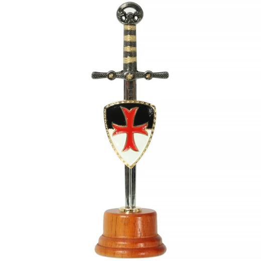 Templar Sword in wooden base - letter opener