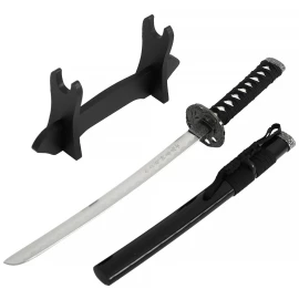 Schwarzes Mini Katana mit Carbonstahlklinge „Ankunft des Samurais“