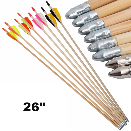 Wooden arrow Finjo with natural vanes BF 26" max 30lbs