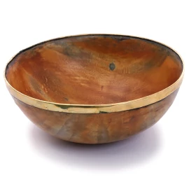 Horn feasting bowl with brass rim 300ml