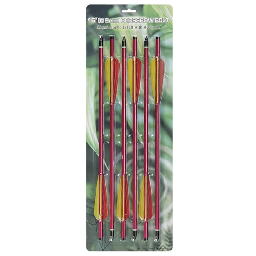 Man Kung 16-inch aluminium crossbow bolts red 6-pack (Ø9mm)