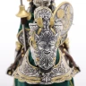 Figur Englischer Ritter auf Pferd mit Drachen auf Helm und Silber-Gold-Finish