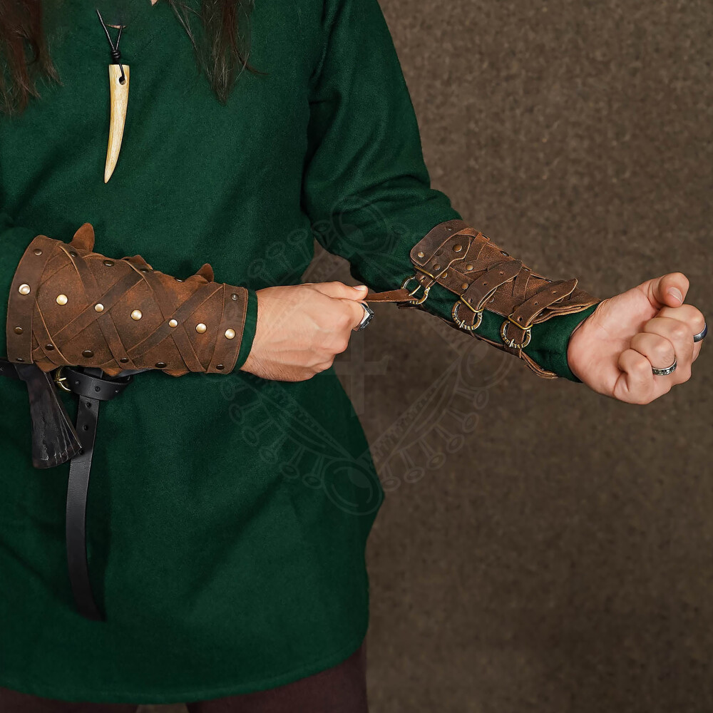 VIKING, leather bracers - pair Leather Armour/Gloves Armour