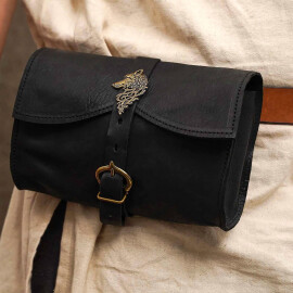 Small leather pouch, coin pouch with drawstring, Medieval style