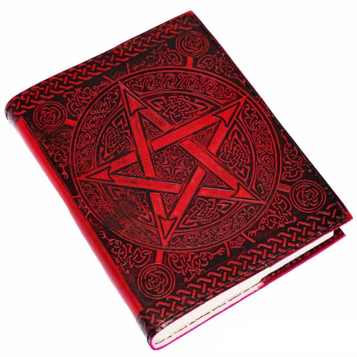 Leather Journal with Embossed Red Pentacle