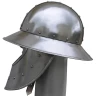 Iron helmet with steel neck guard