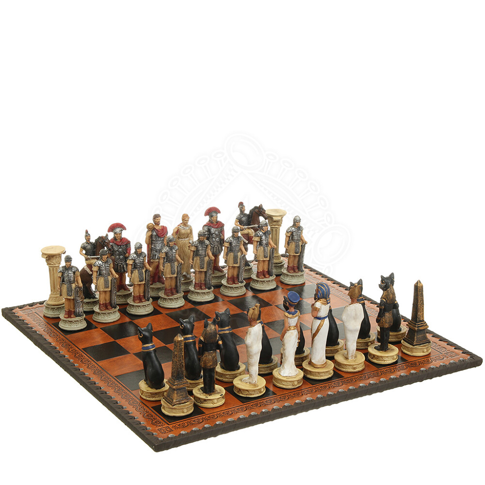 Egypt Vs Rome Chess Set with Glass Board