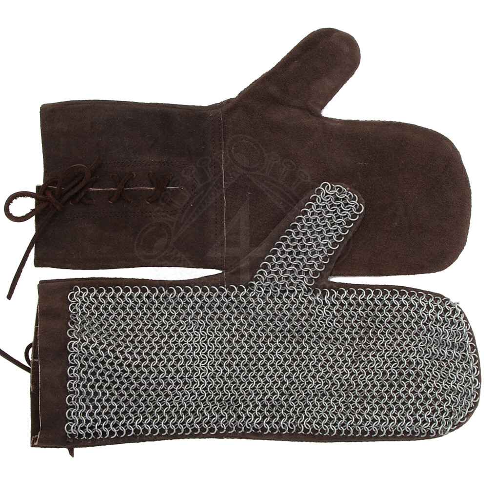 Gloves, leather with chain mail