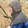 Chain mail coif, butted spring steel, battle-ready