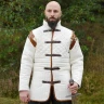 Dlouhý gambeson s odnímatelnými rukávy a kůží, přírodní hnědá barva