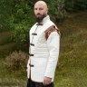 Dlouhý gambeson s odnímatelnými rukávy a kůží, přírodní hnědá barva