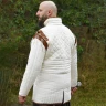 Dlouhý gambeson s odnímatelnými rukávy a kůží, přírodní hnědá barva